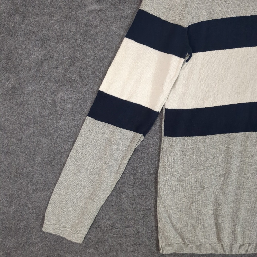 Tommy Hilfiger Mens V-Neck Colorblock Striped Knit‎ Sweater Gray Navy Red Size M - Picture 3 of 11
